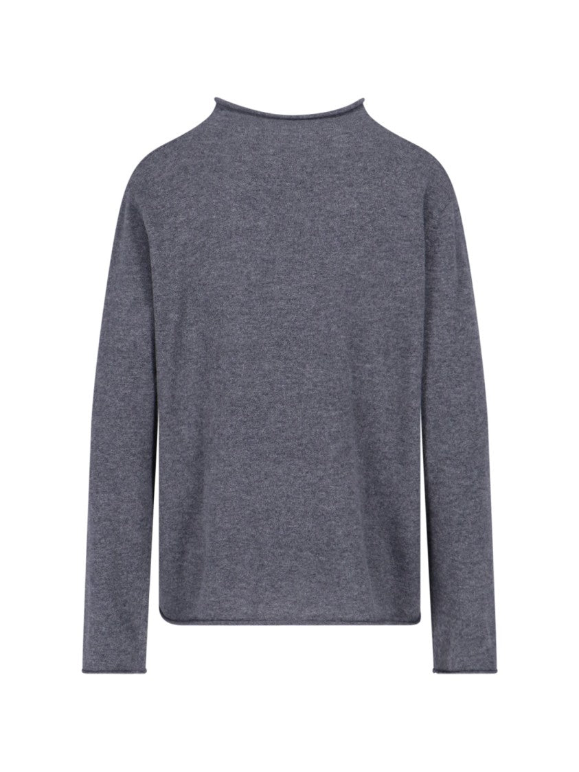 Lisa Yang Button-Down Grey Knit Sweater With Cropped Silhouette