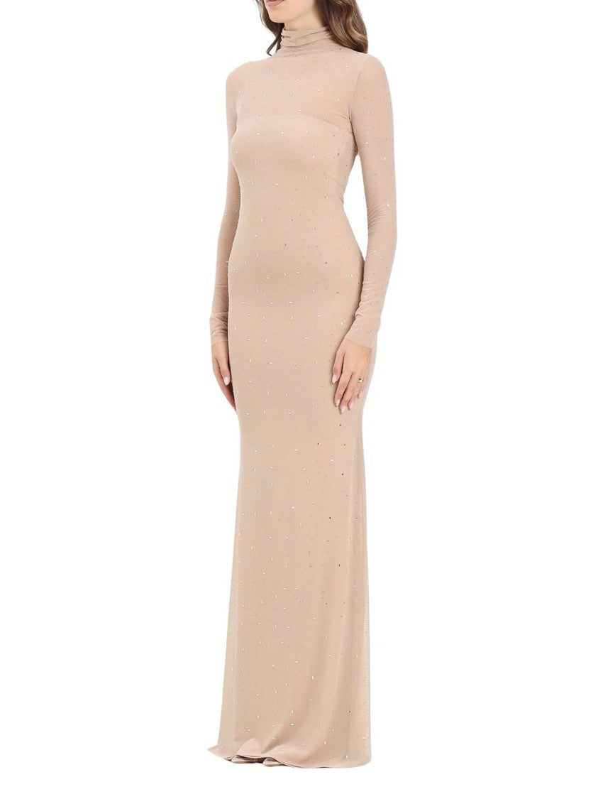 Alma Sanchez Alma Sanchez Long Tulle Dress With High Neckline And Sparkling Embellishments