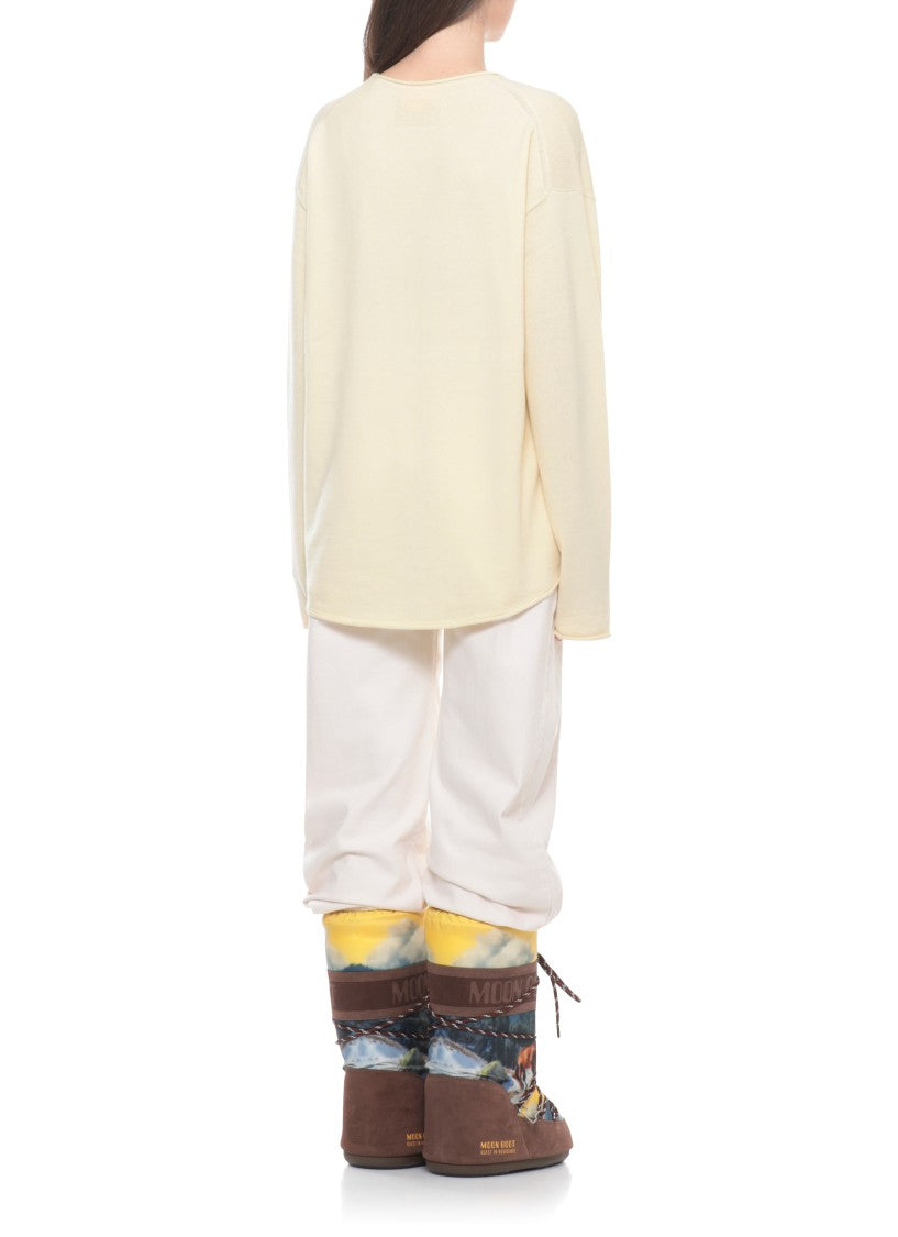 Guest In Residence Yellow Oversized Crew Cashmere Sweater