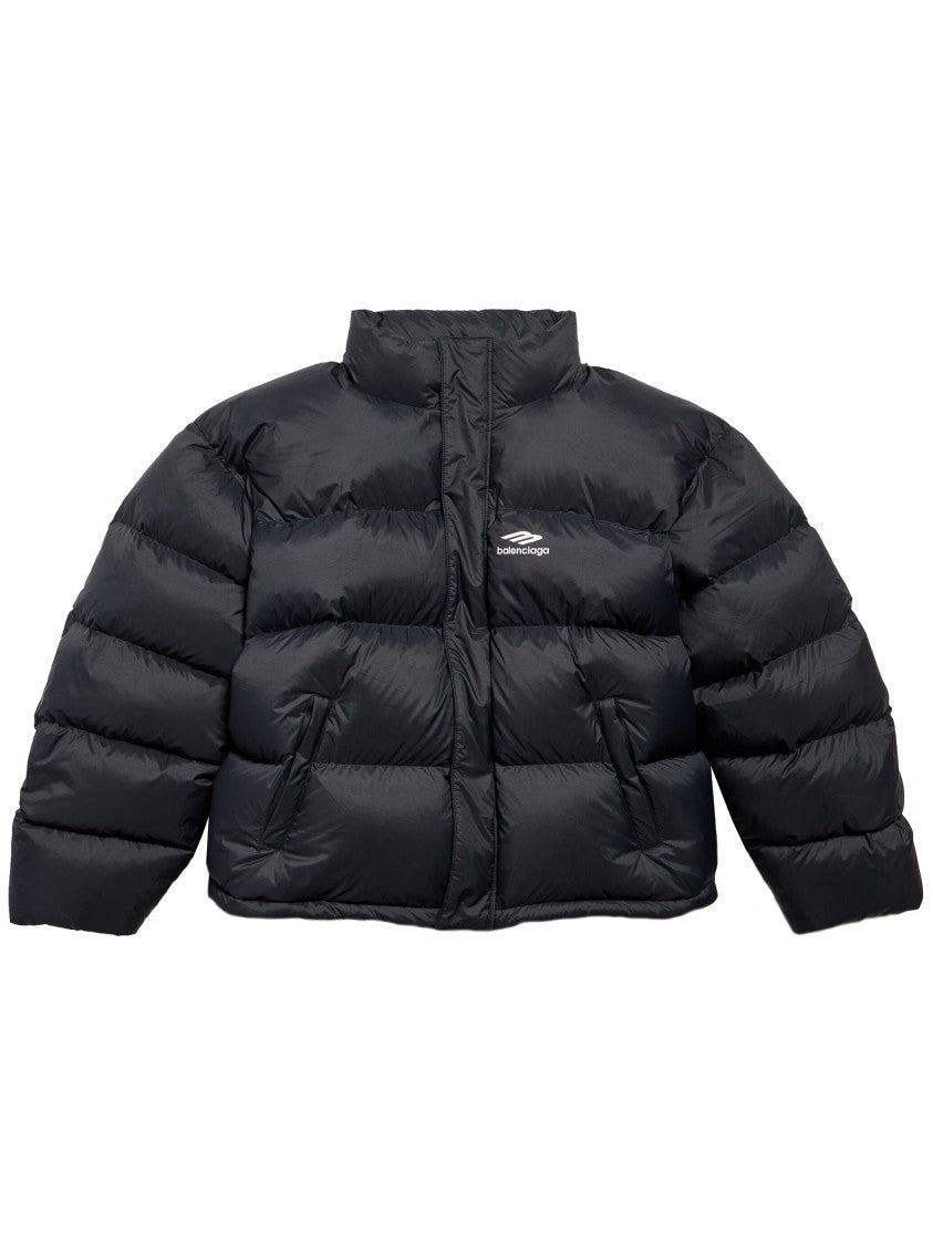 Balenciaga Matte Black Ski Puffer Cropped Jacket
