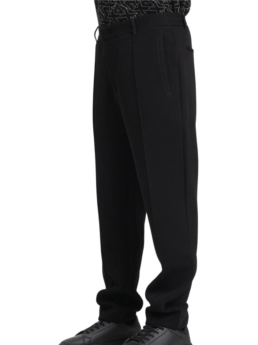 Armani Exchange Black Straight-Leg Flexible Cotton-Blend Pants
