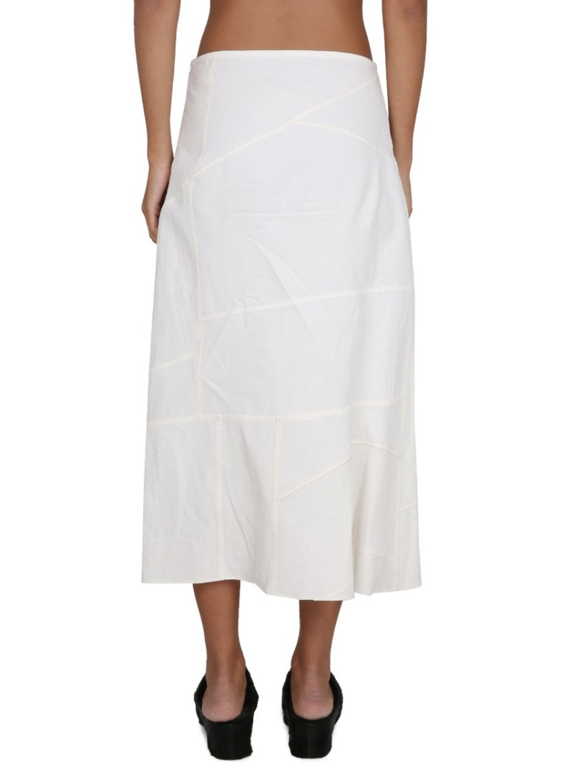 Jil Sander Patchwork Cotton Maxi Skirt With Flowing Silhouette