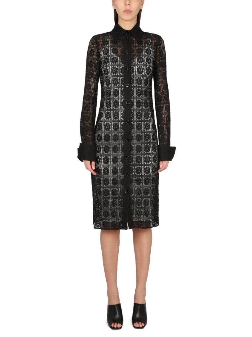 Max Mara Shirt Collar Dress With Front Button Closure