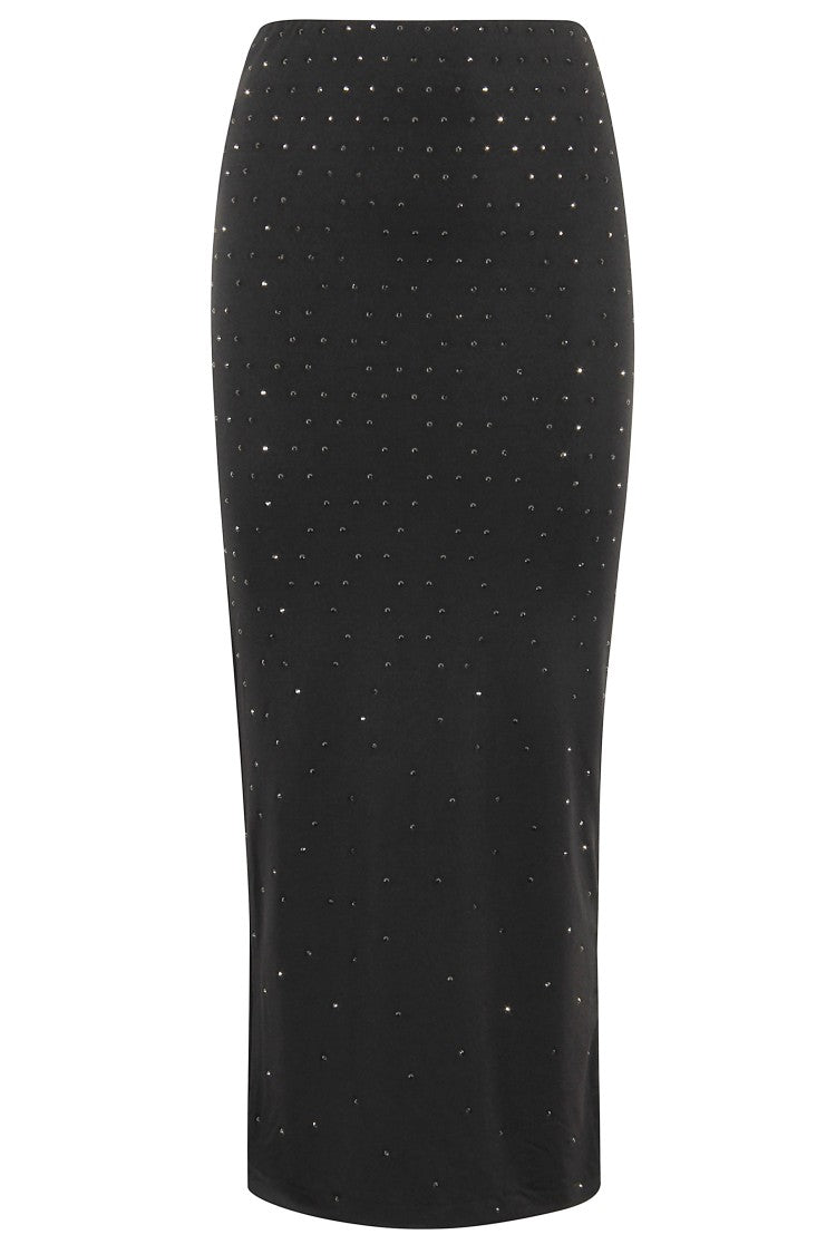 The Andamane Fitted Maxi Skirt With All-Over Crystal Appliqués