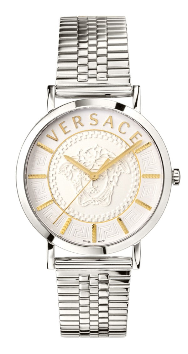 Versace Elongated Oval Stainless Steel Versace Watch With Medusa Emblem