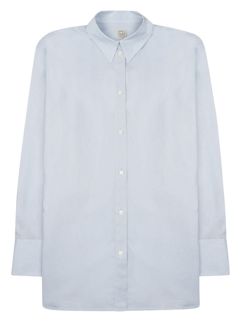 Circus Hotel Azure Button-Down Relaxed Cotton-Linen Casual Shirt