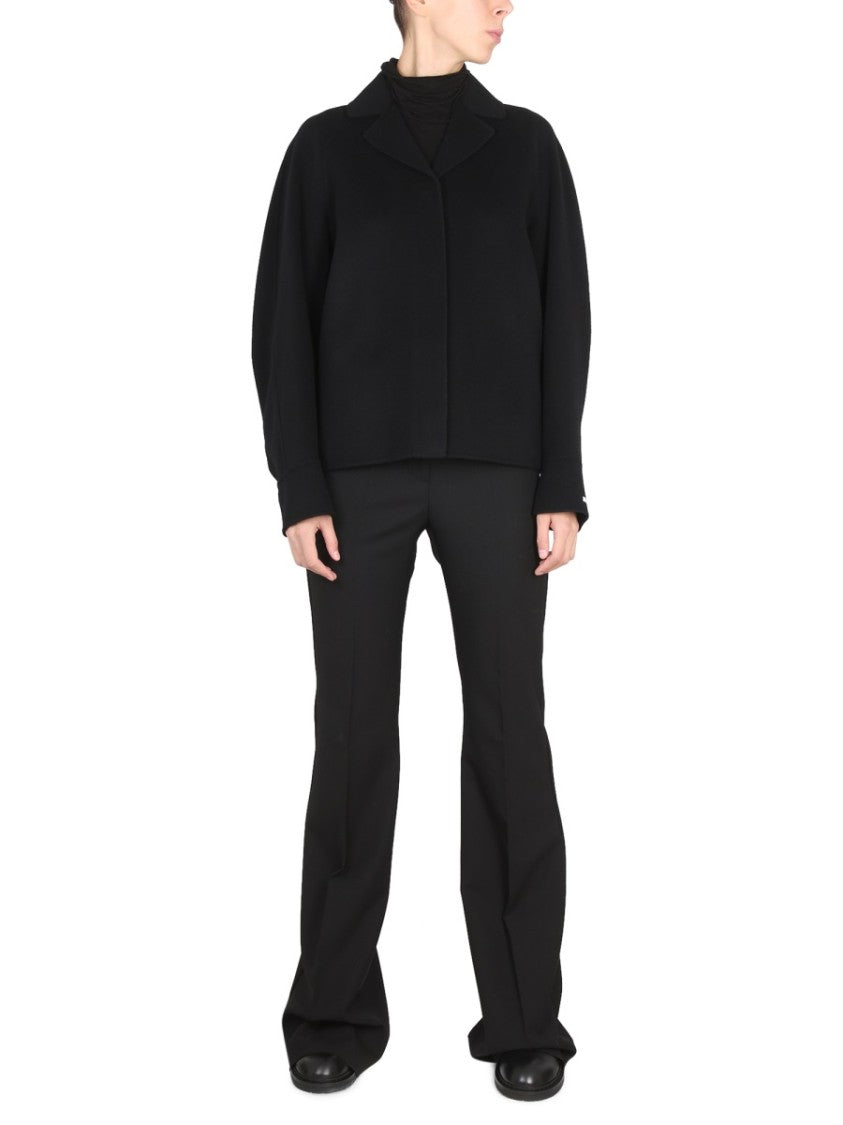 Max Mara Boxy Black Short Coat With Notched Lapels