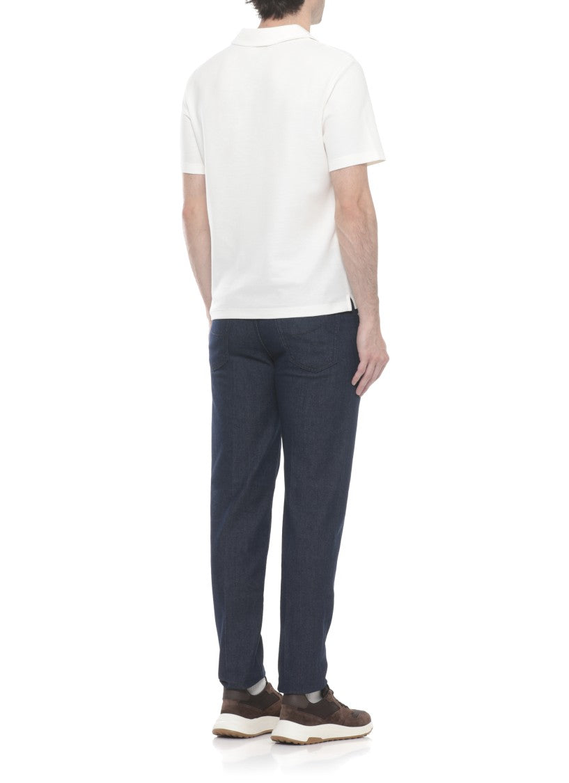 Jacob Cohen Ivory Cotton-Silk Polo Shirt