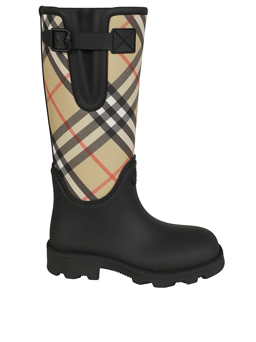 Burberry Mid-Calf Rubber Boots With Burberry Check