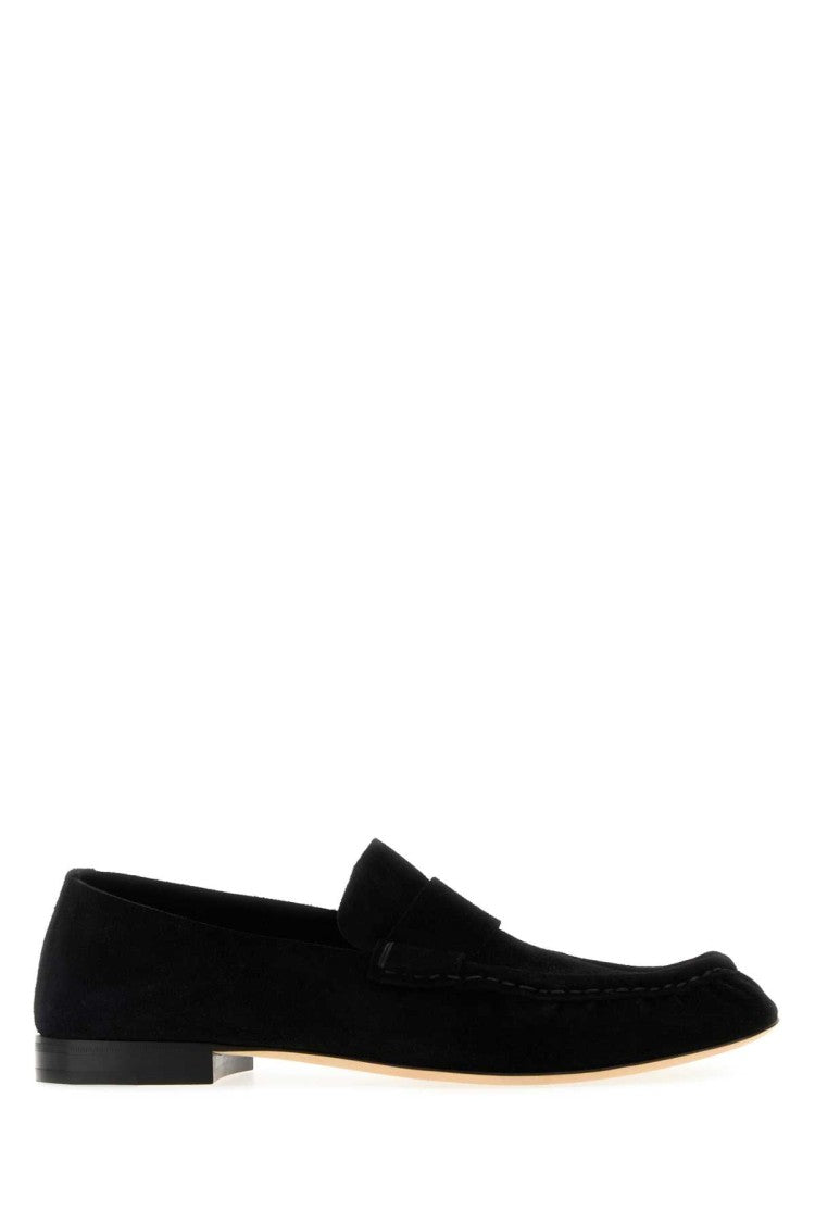 The Row Black Leather Loafers