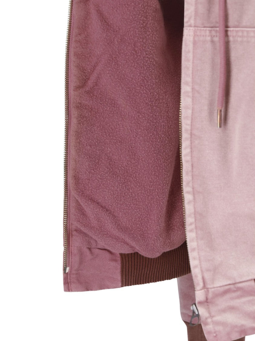 Auralee Pink Cropped Hooded Fleece Lined Jacket