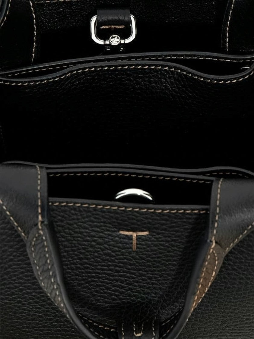Tod's Textured Calf Leather Shoulder Bag With Dual Handles