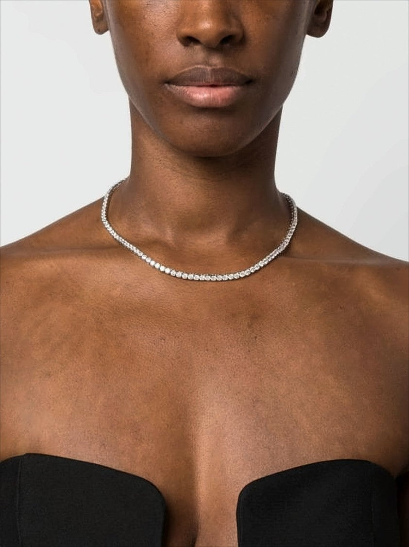 Swarovski Sparkling Silver Necklace With Refined Crystal Design