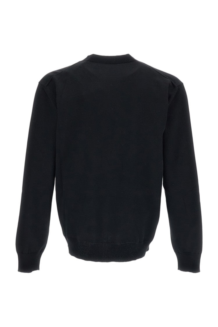 Givenchy Cotton Knit Pullover Sweater With Beaded Logo Emblem