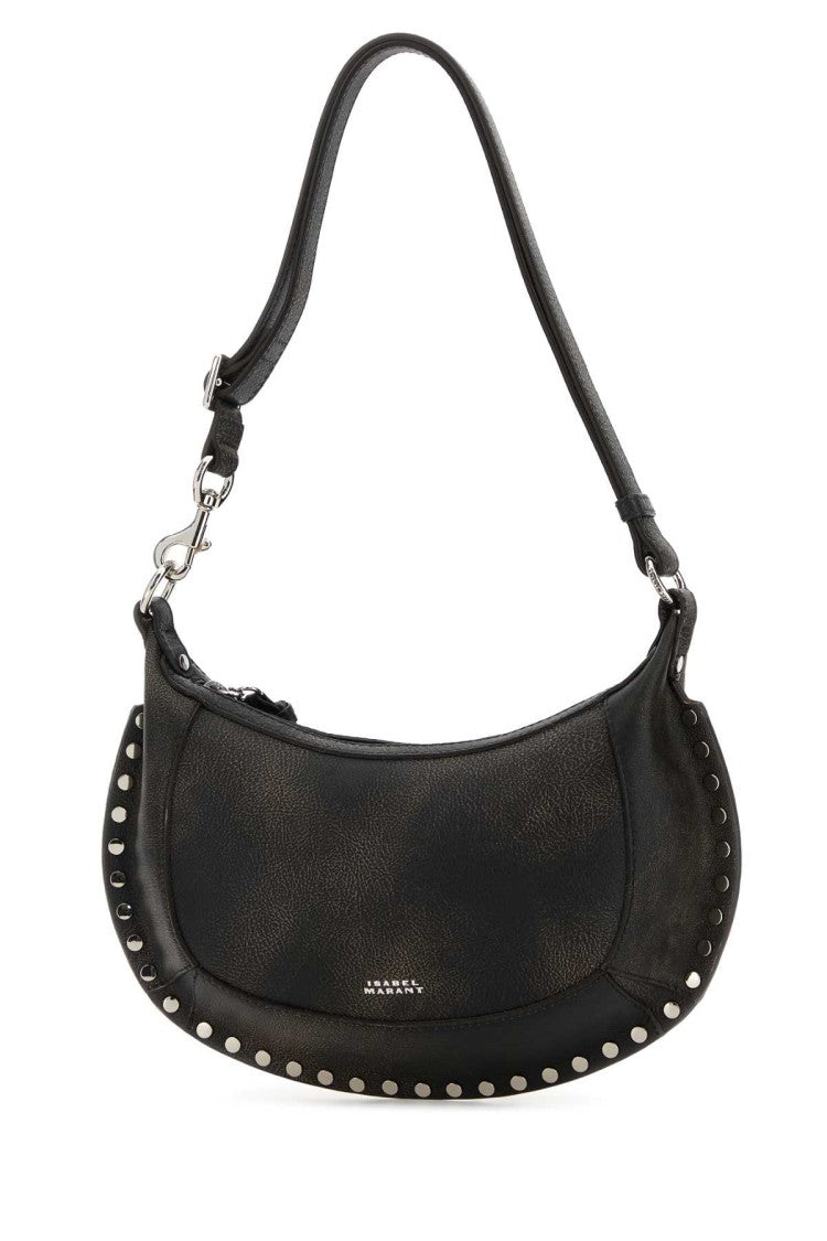 Isabel Marant Black Leather Oskan Moon Shoulder Bag