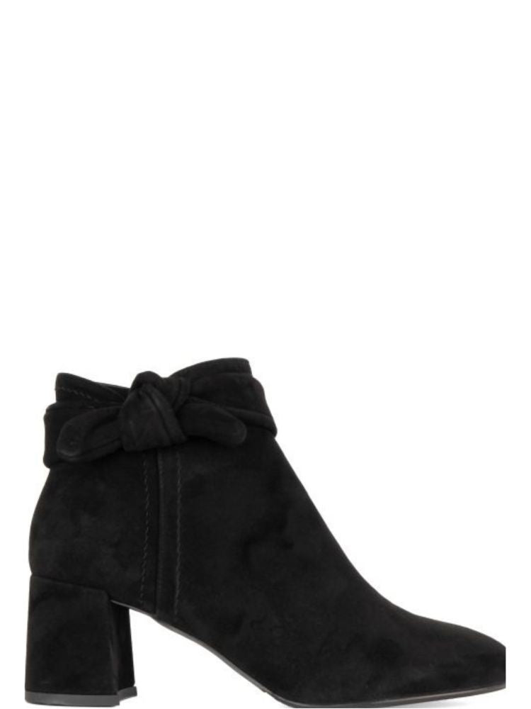 Sergio Moretti Black Classic Decorative Knot Suede Ankle Boots