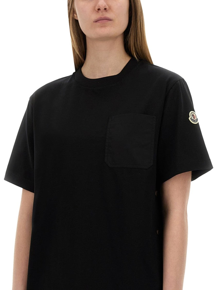 Moncler T-Shirt With Side Button Detail In Soft Cotton