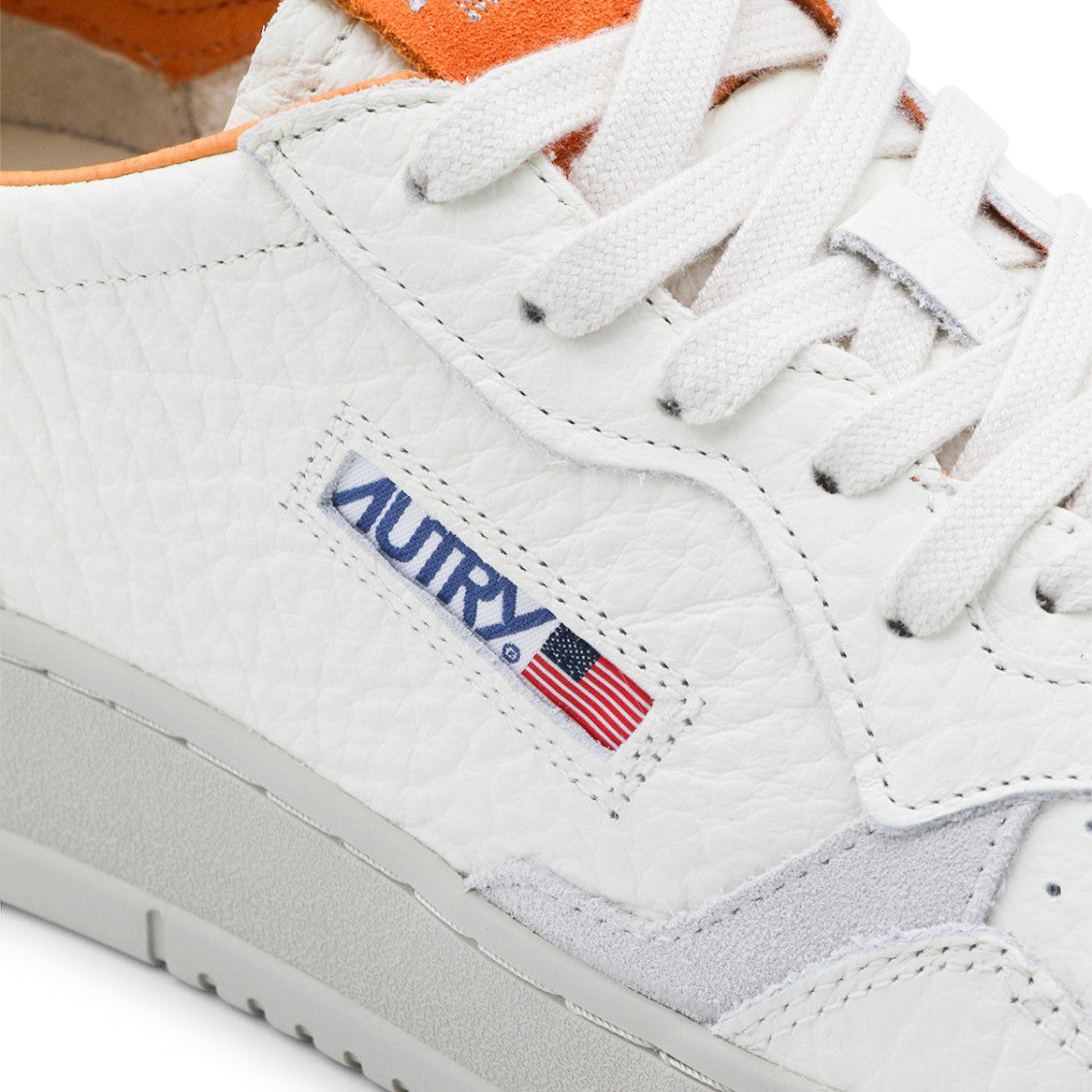 Autry Low-Top White And Orange Leather Sneakers