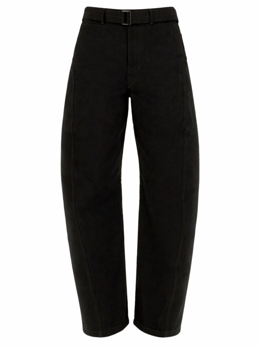 Lemaire Relaxed Cropped Pants With Built-In Belt And Seam Detailing