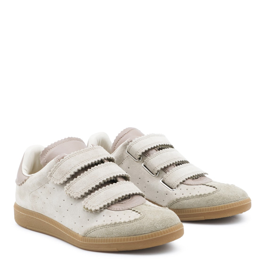 Isabel Marant Beige Suede Scalloped Edge Sneakers