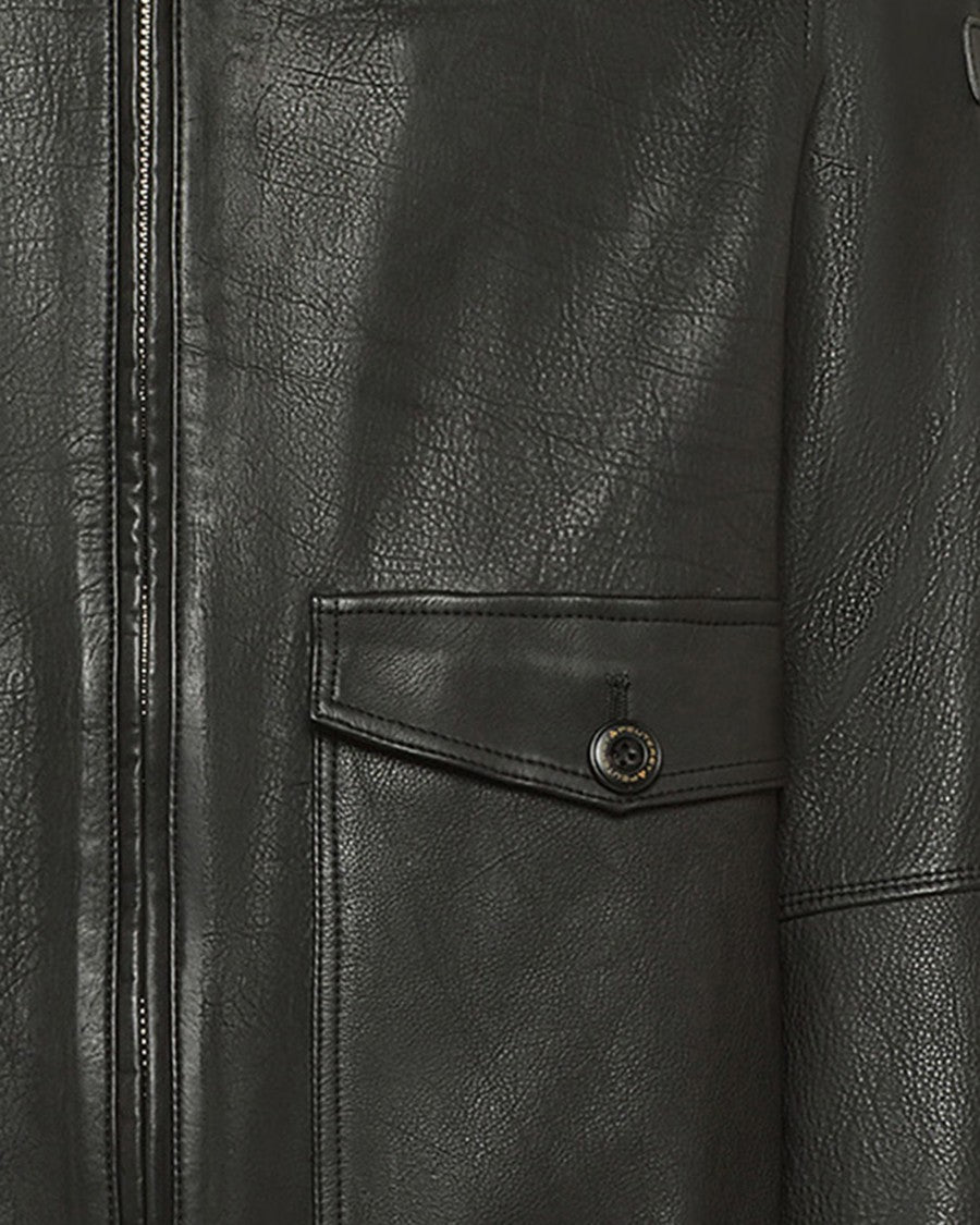Peuterey Luxe Shearling Collar Leather Bomber Jacket