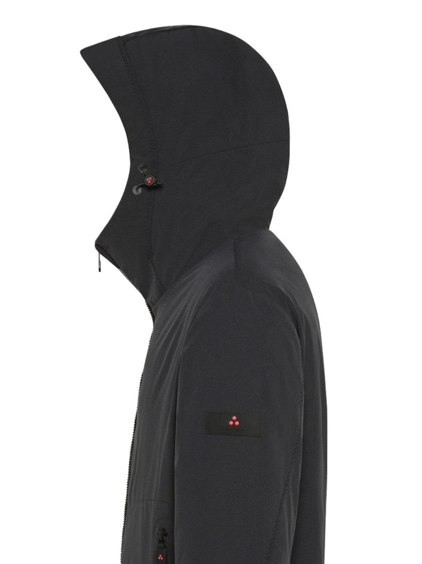 Peuterey Hooded Black Jacket With Zippered Pockets And Adjustable Hood