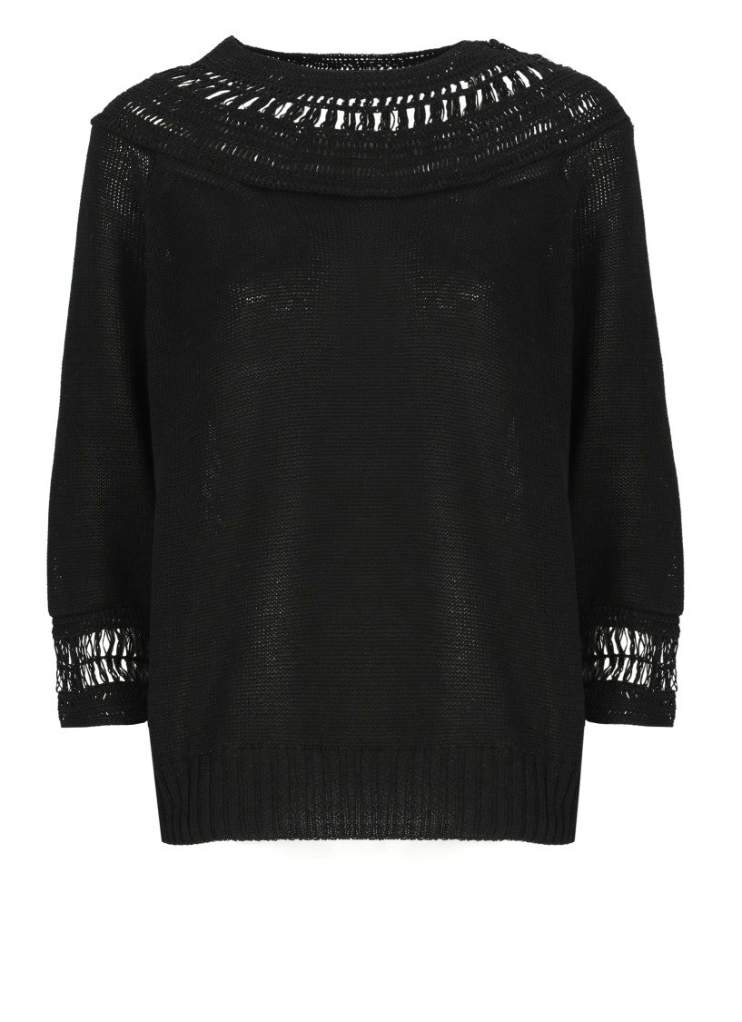 Y's Black Cotton Sweater