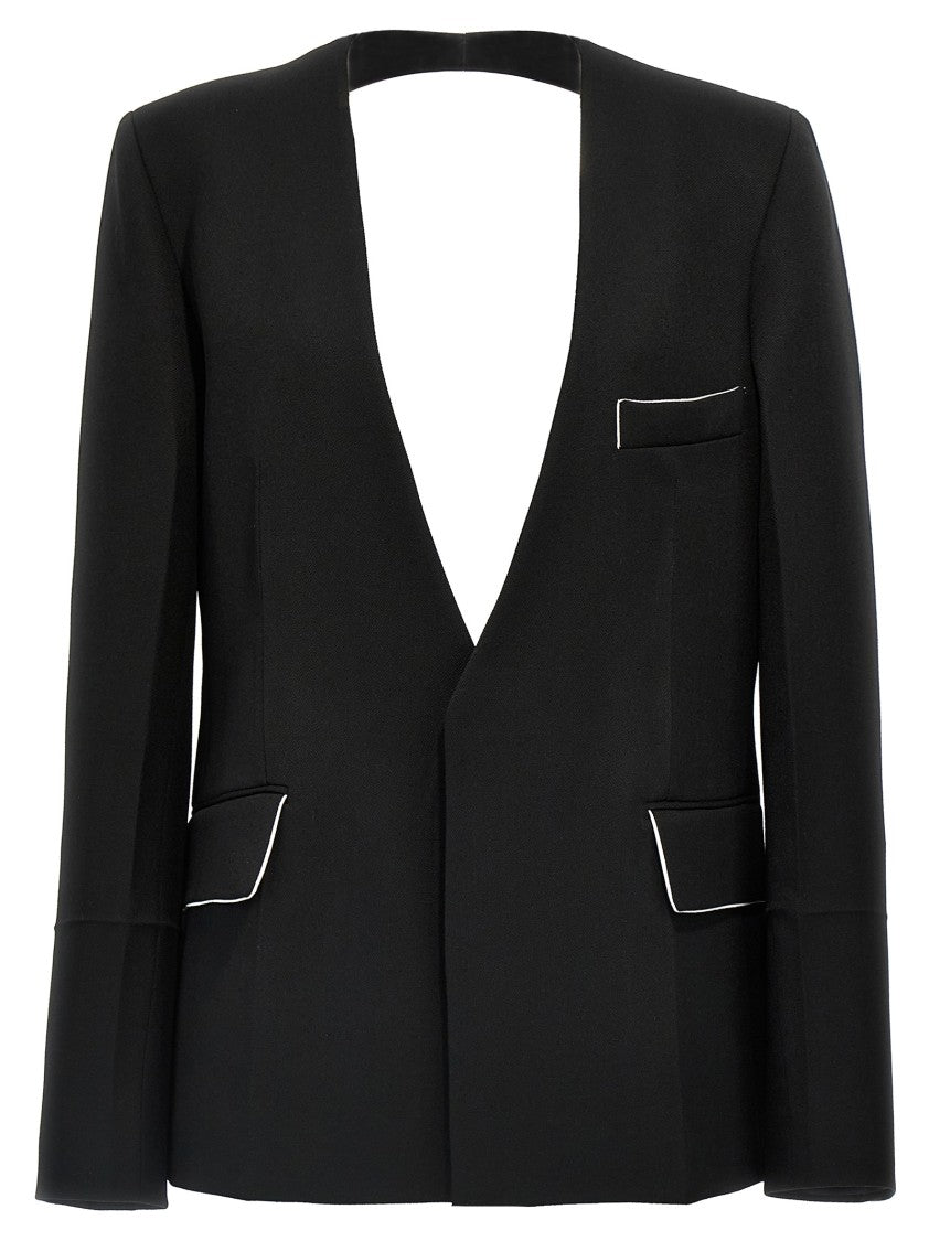 Victoria Beckham Shrunken Collarless Open-Back' Blazer