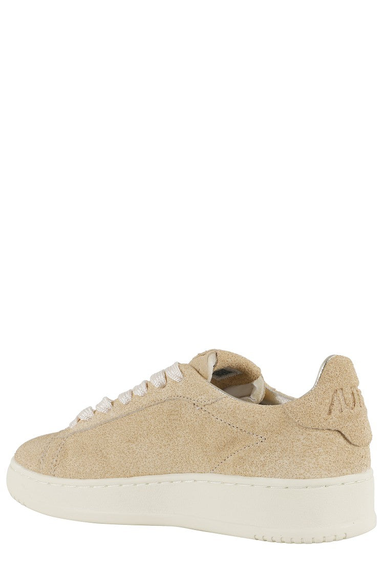Autry Suede Low-Top Sneakers With Gold Glitter Accents