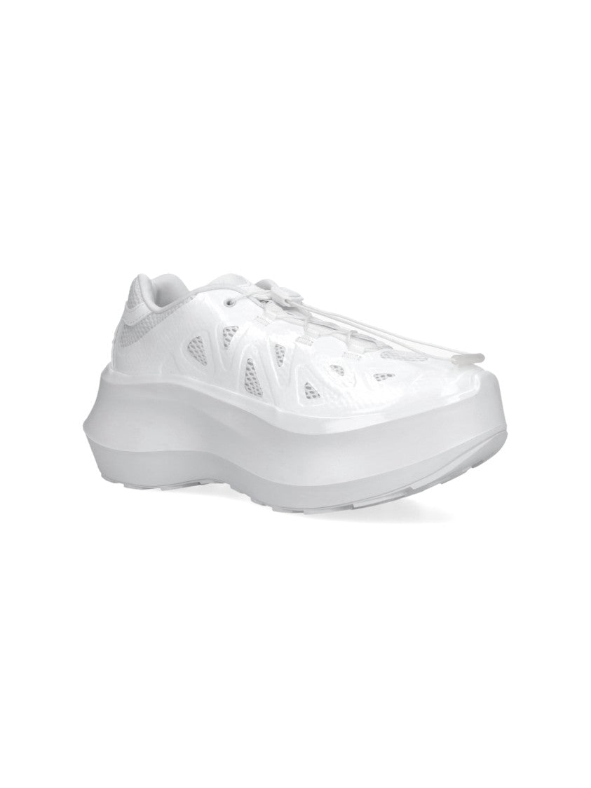 Comme Des Garçons White Futuristic Sculpted Sole Mesh Sneakers