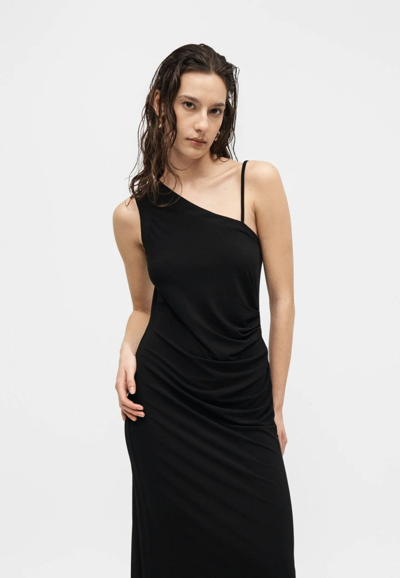 Max Mara Asymmetrical One-Shoulder Midi Dress With Ruching