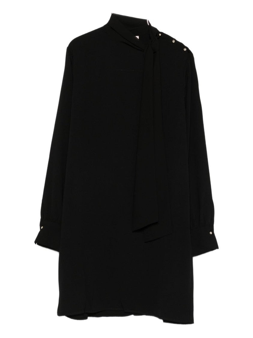 Liu Jo Black Mini Dress With Tied Bow Detail