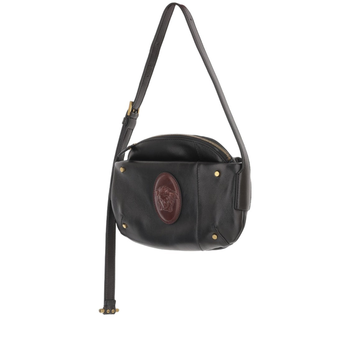 Versace Leather Shoulder Bag With Medusa Logo