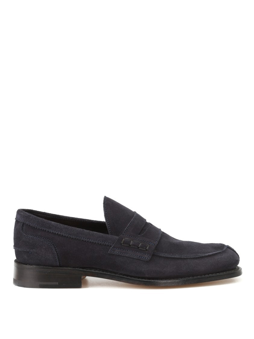 Tricker's Deep Navy Suede Moccasin With Rubber Sole