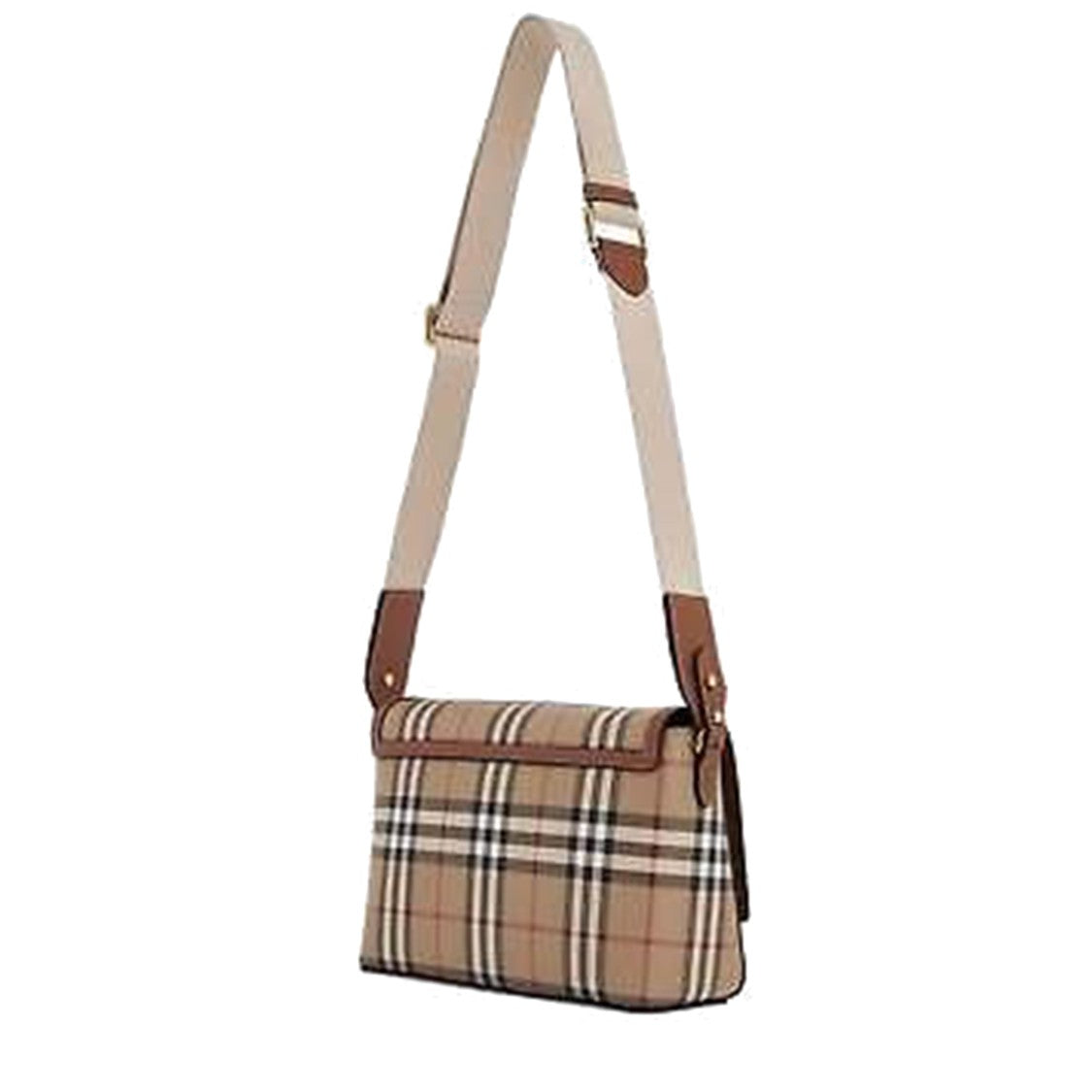 Burberry Classic Check Pattern Shoulder Bag With Flap Closure