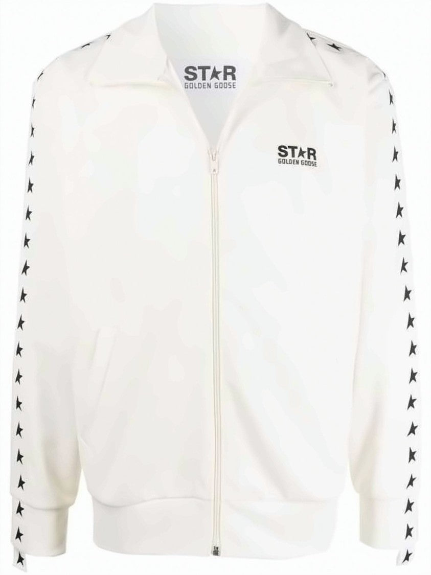 Golden Goose Track Jacket With Bold Black Star Motifs