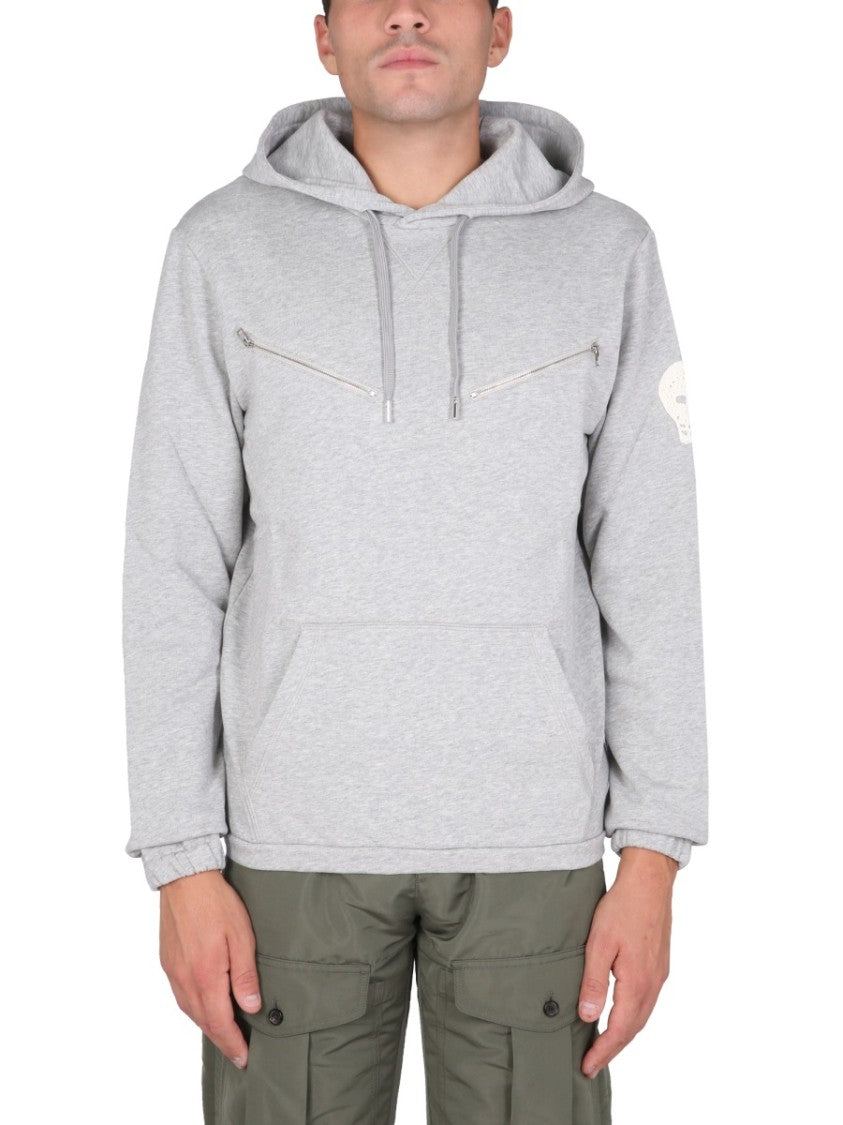 Alexander Mcqueen Light Grey Sweatshirt With Drawstring Hood