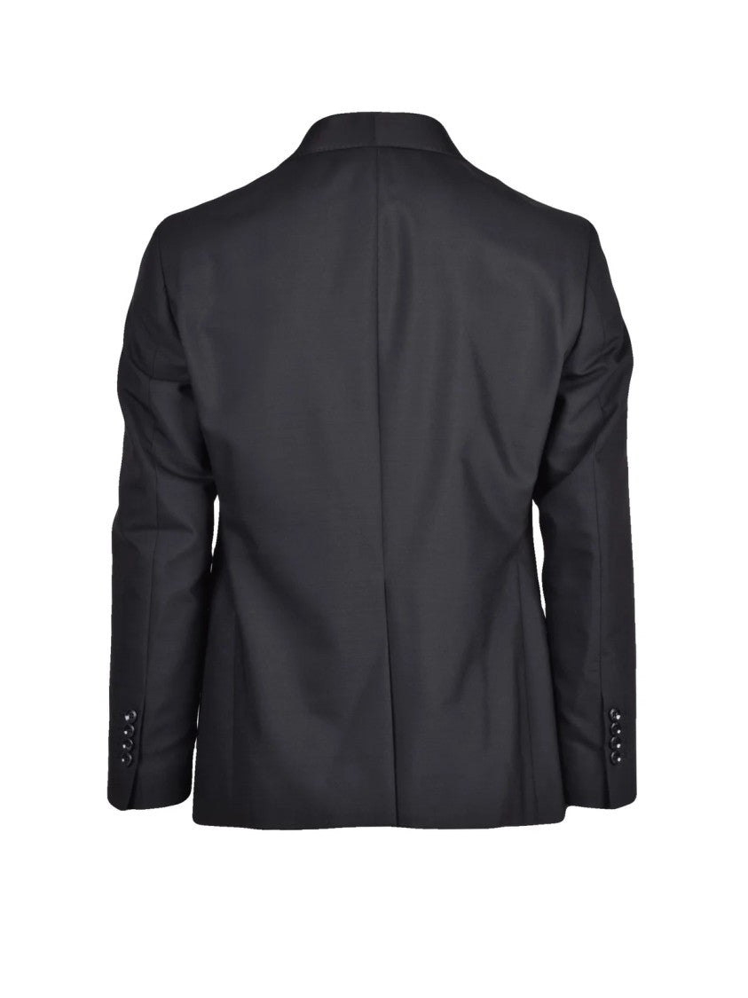 Lab 001 Black Virgin Wool-Blend Tuxedo Formal Suit