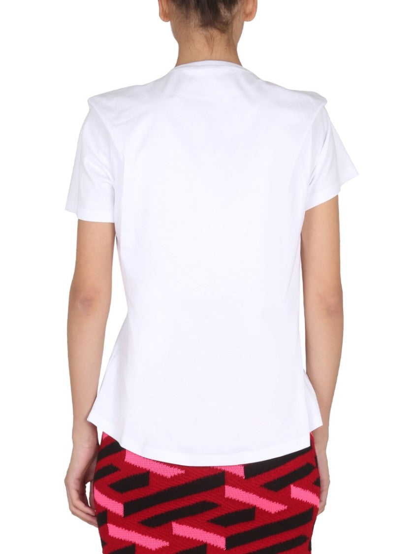 Versace White Short-Sleeved T-Shirt With Logo Print
