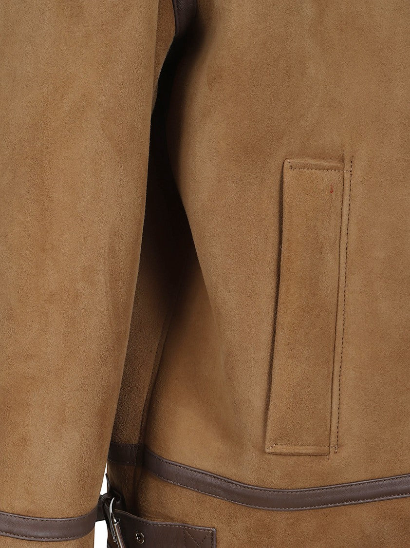 Dondup Tan Lamb Leather Jacket