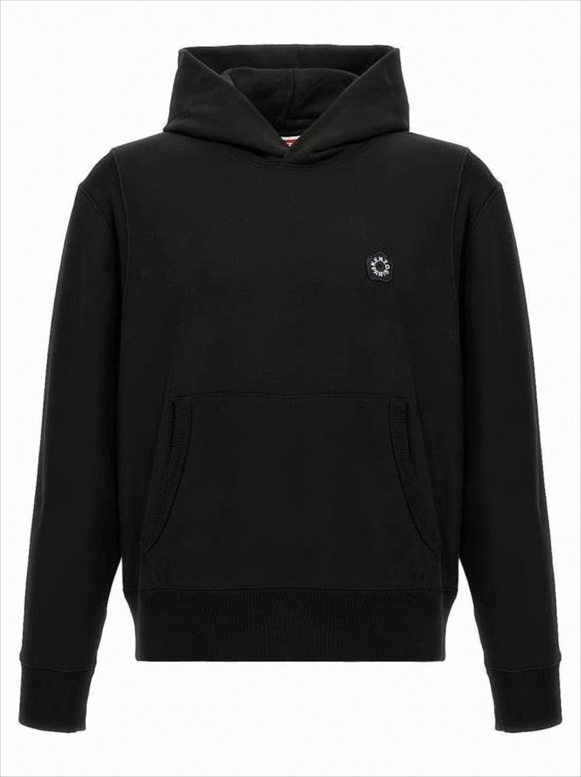 Kenzo Classic Black Cotton Hoodie With Subtle Logo