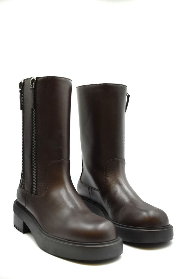 Giuseppe Zanotti Black Foustine Double-Zip Leather Lug Sole Combat Boots