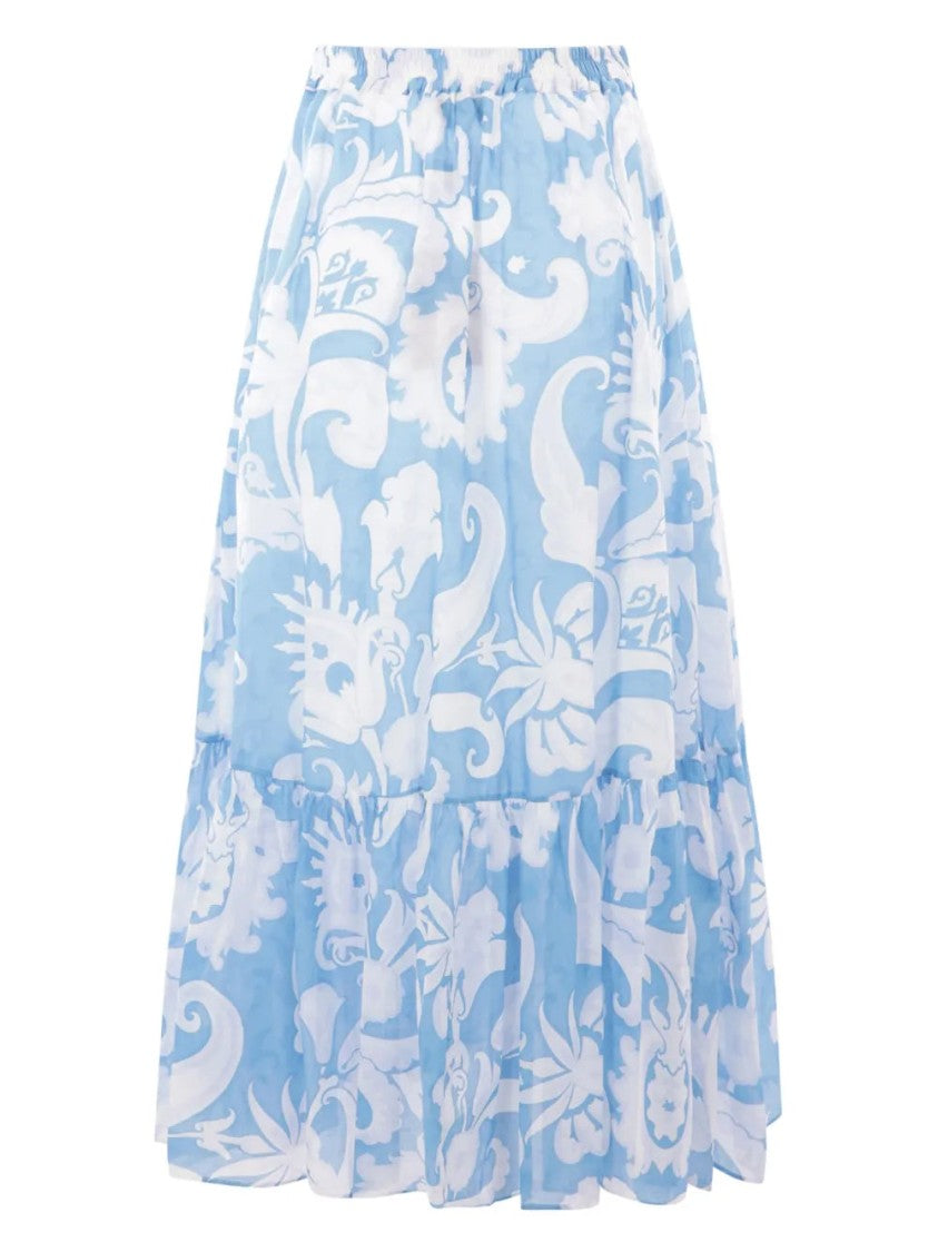 Etro Maxi Skirt With Gathered Hem And Floral Design