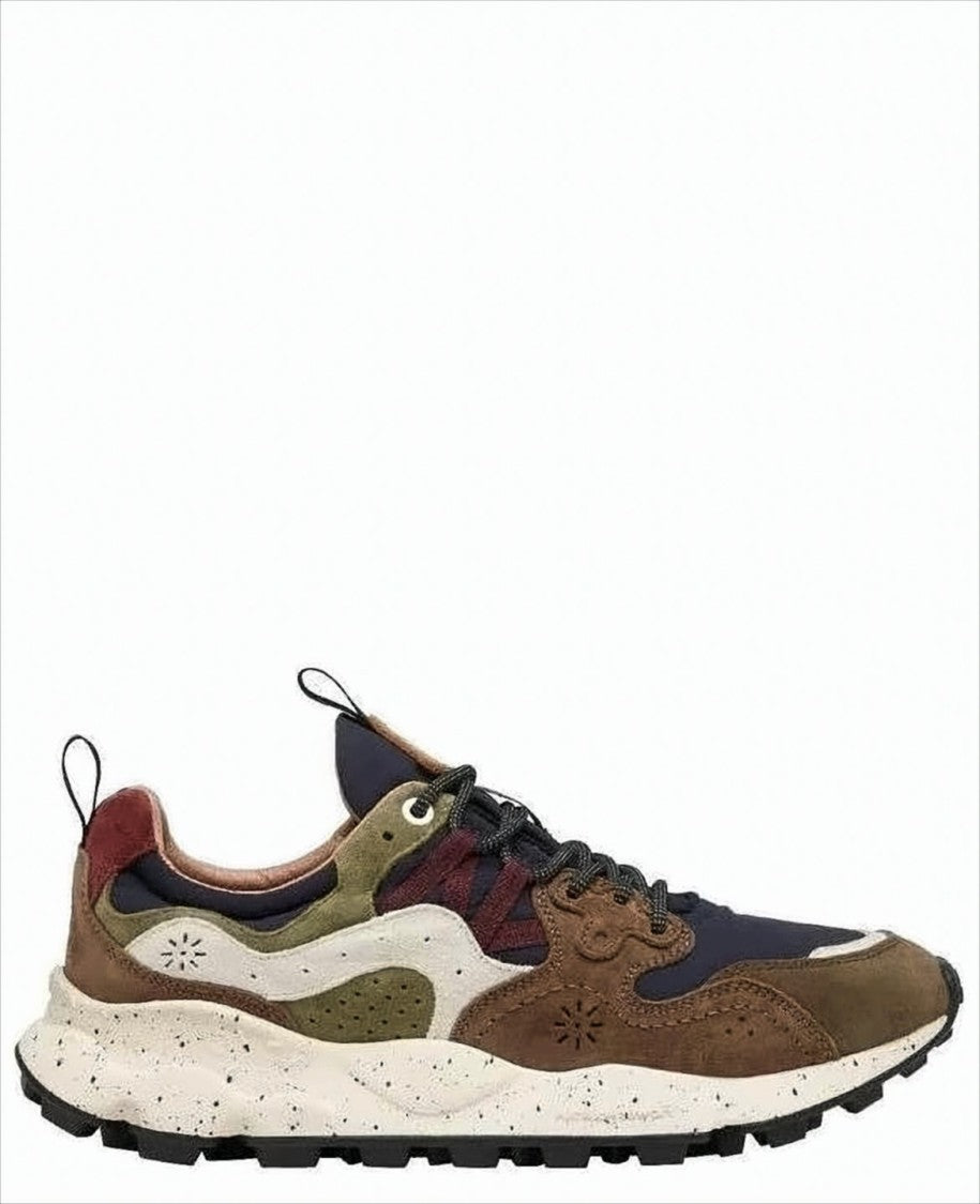 Flower Mountain Low-Top Sneakers With Suede And Fabric Panels
