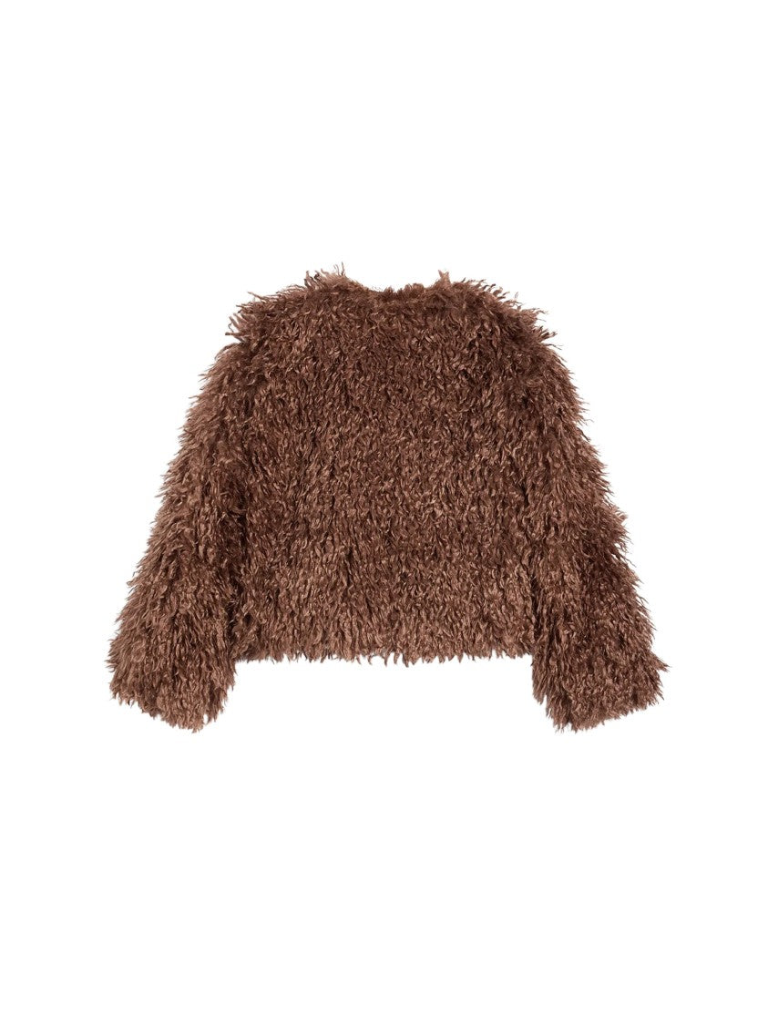 Pence Kim Wood Round-Neck Faux-Mongolian Fur Coat
