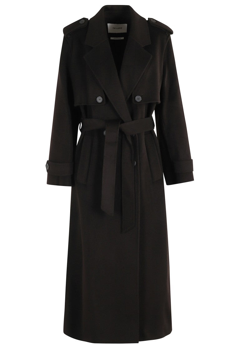 Ivy & Oak Double-Breasted Wool-Blend Coat With Spear Lapel