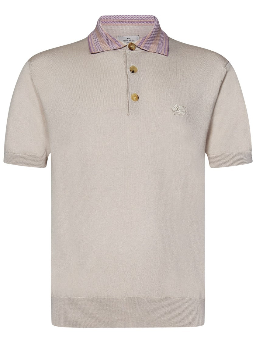 Etro Beige Cotton Knit Polo Shirt