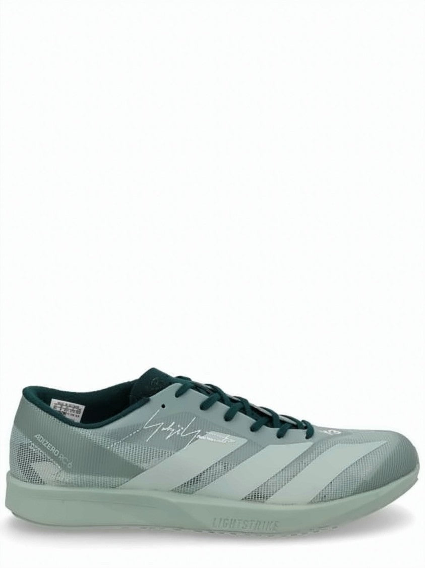 Y-3 Streamlined Green Sneakers With Tonal Stripes