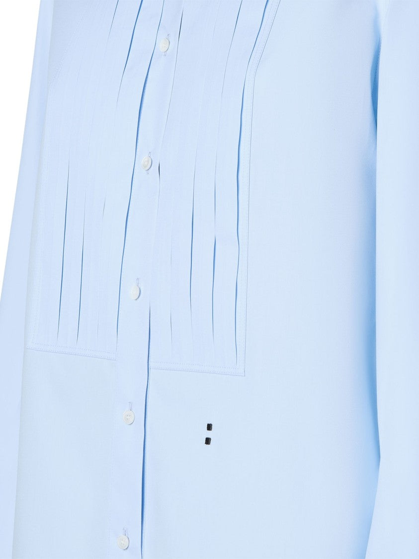 Fendi Light Blue Pleated Mandarin Collar Shirt