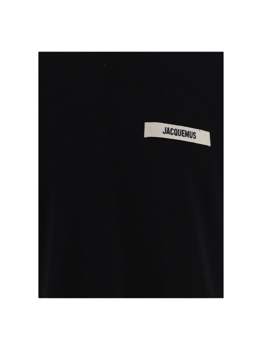 Jacquemus Classic Black Cotton T-Shirt With Embroidered Logo